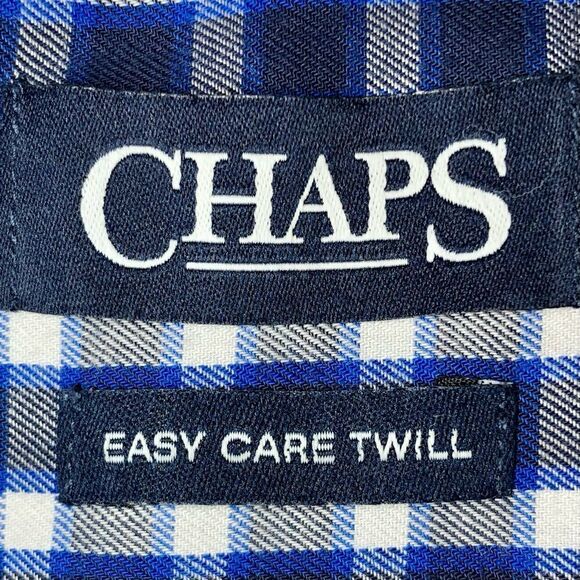 Chaps by Ralph Lauren Easy Care Twill Plaid Shirt in Blue/White Men’s 2XLT - Picture 7 of 9